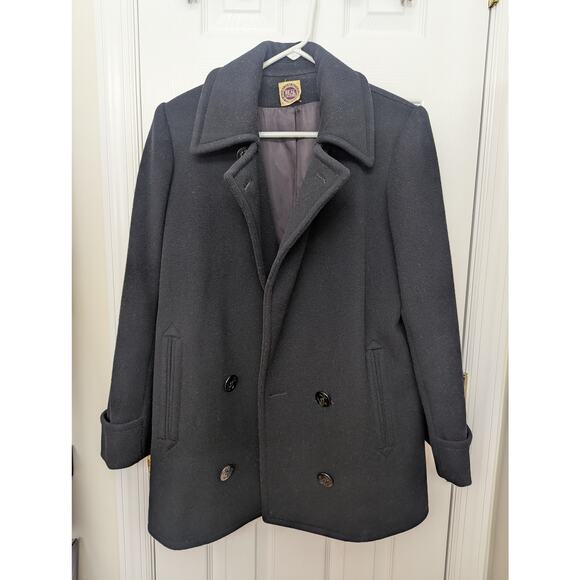 Saks Fifth Avenue Vintage 100% Wool Coat Size 10 Double Breasted Pea Coat - Picture 1 of 14